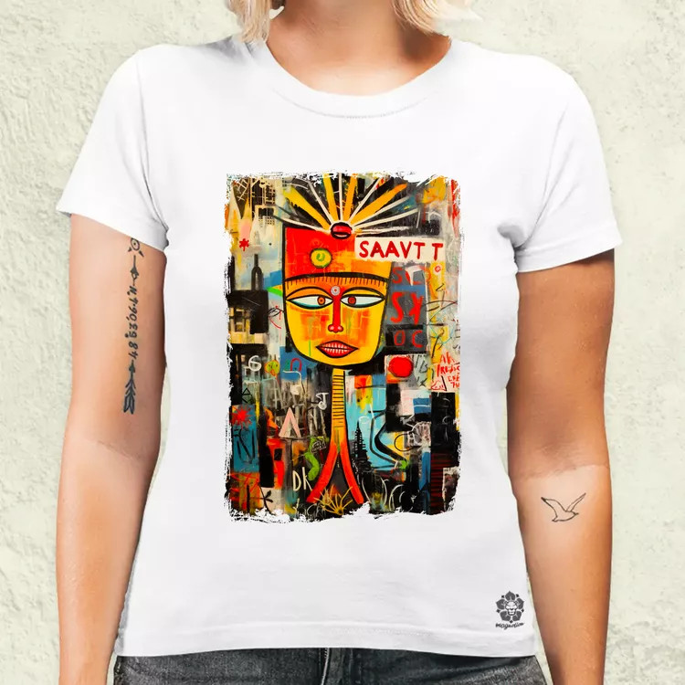NYC naplemente Basquiat graffiti v2 női póló
