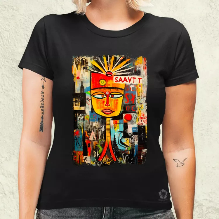 NYC naplemente Basquiat graffiti v2 női póló