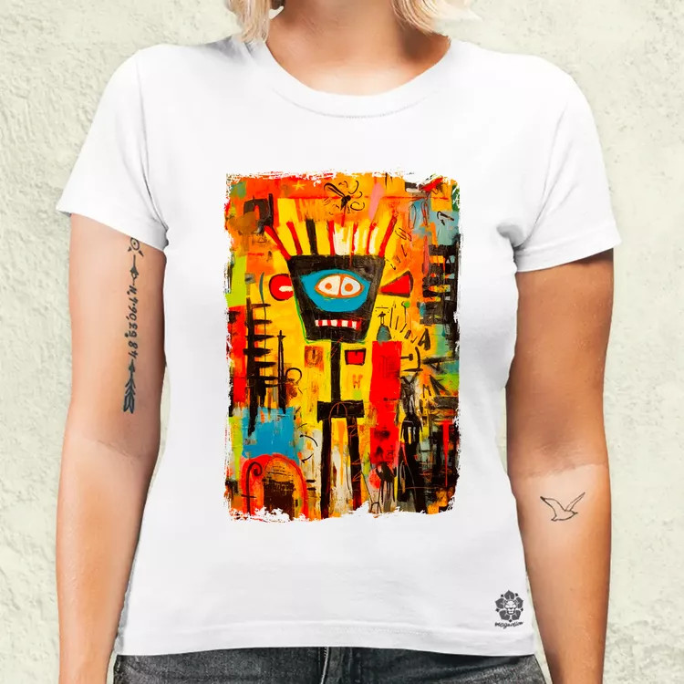 NYC naplemente Basquiat graffiti v3 női póló