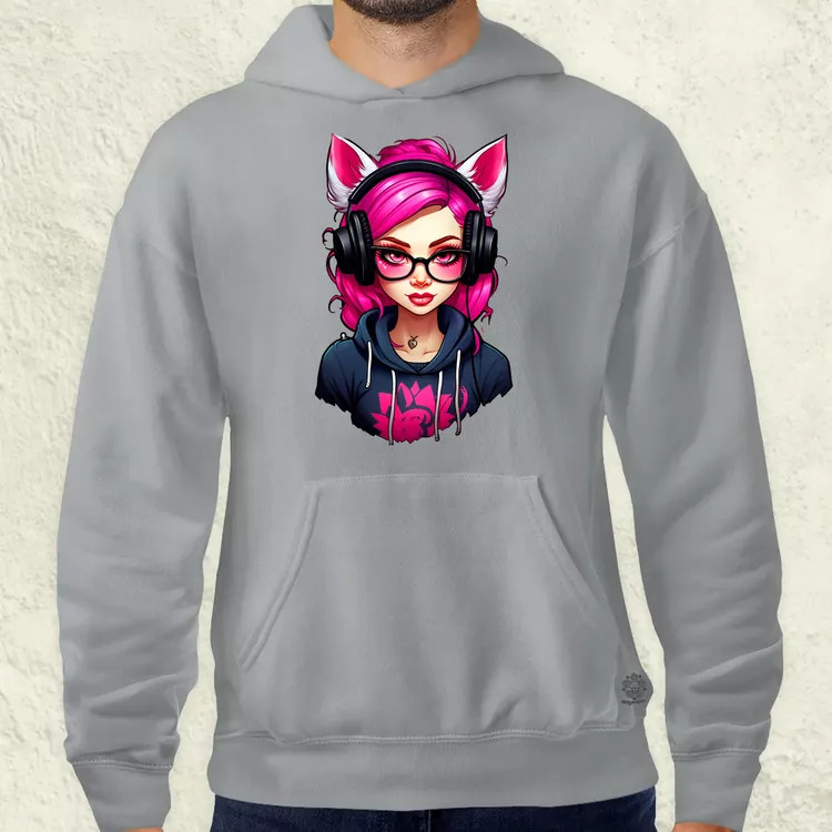 Pink gamer macskalány v2 férfi pulóver