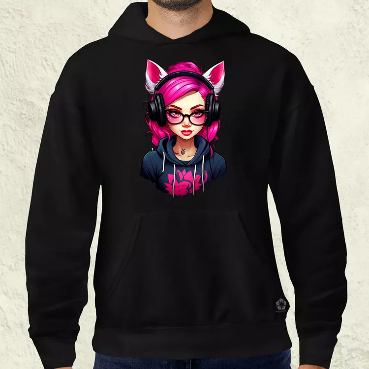 Pink gamer macskalány v2 férfi pulóver