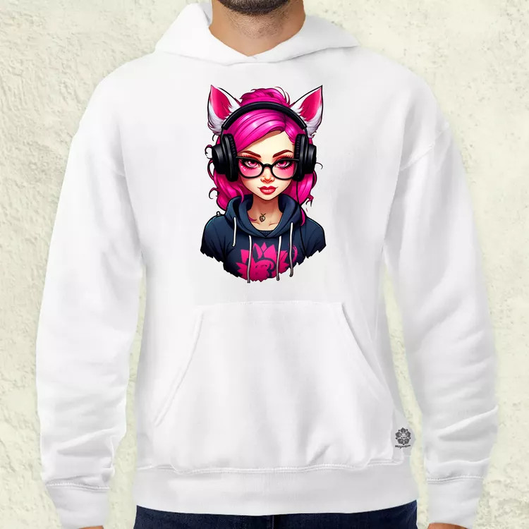 Pink gamer macskalány v2 férfi pulóver