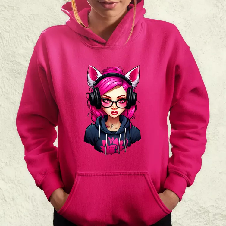 Pink gamer macskalány v2 női pulóver