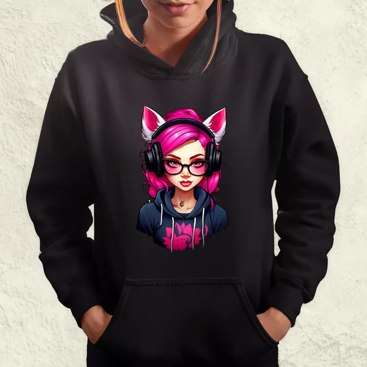 Pink gamer macskalány v2 női pulóver
