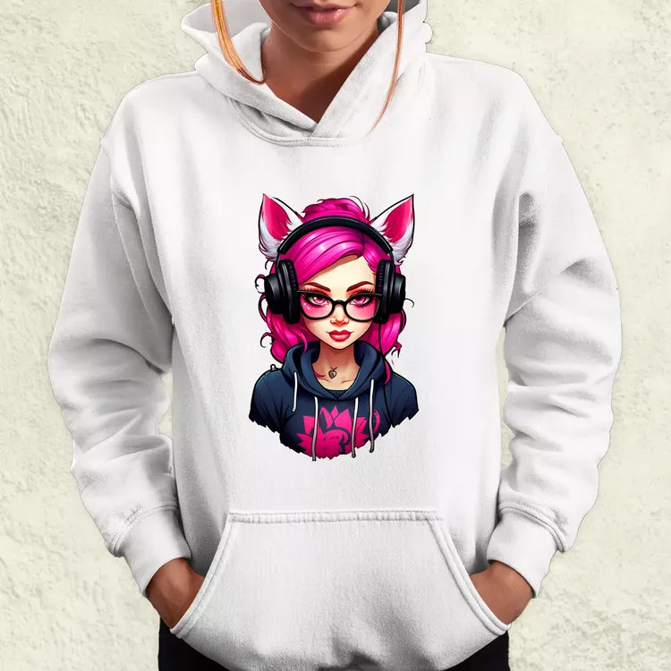 Pink gamer macskalány v2 női pulóver