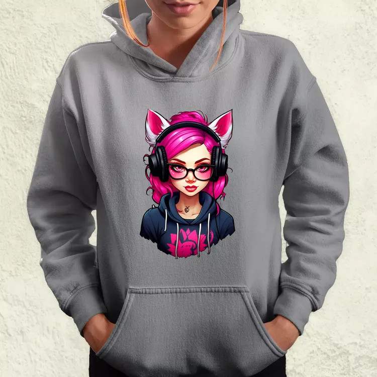 Pink gamer macskalány v2 női pulóver