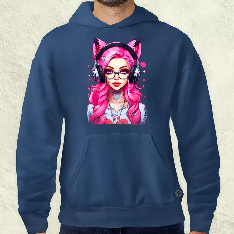 Pink gamer macskalány v4 férfi pulóver