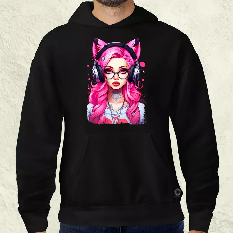 Pink gamer macskalány v4 férfi pulóver