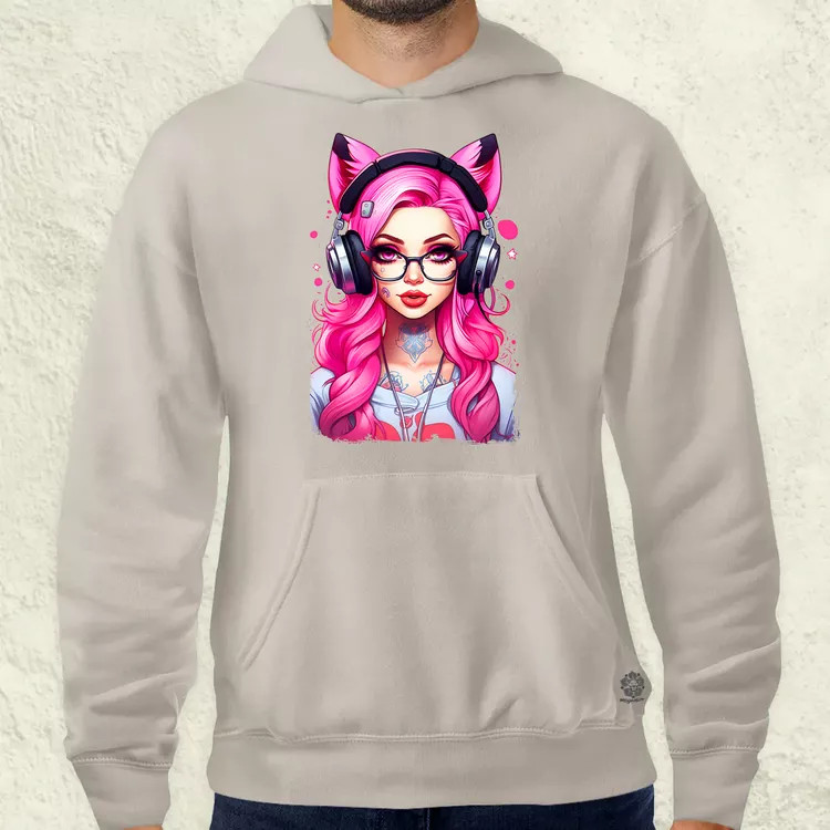Pink gamer macskalány v4 férfi pulóver