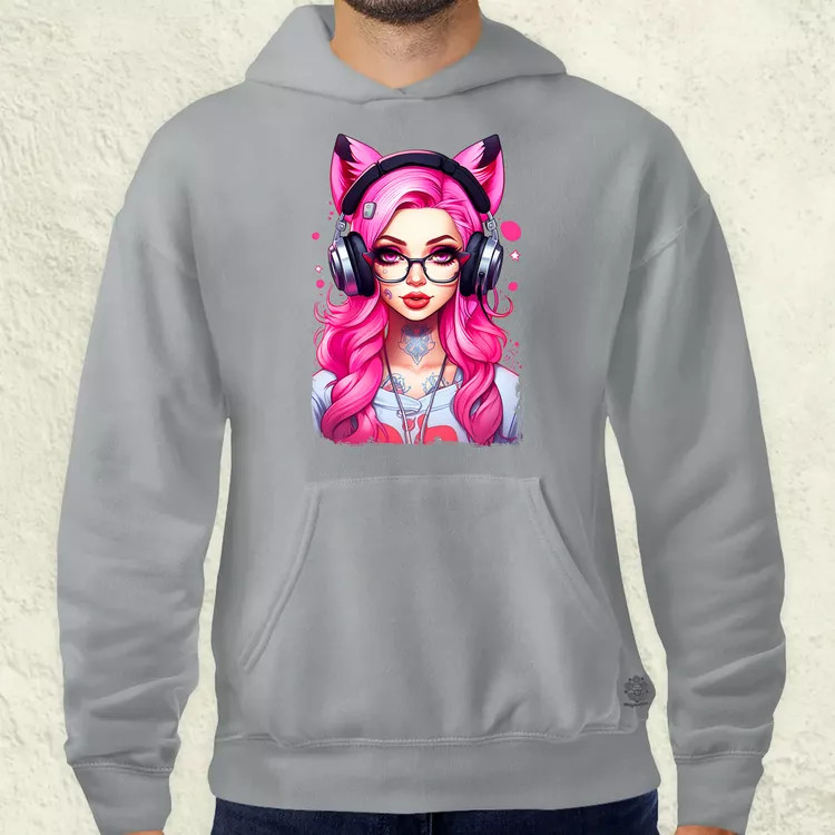 Pink gamer macskalány v4 férfi pulóver