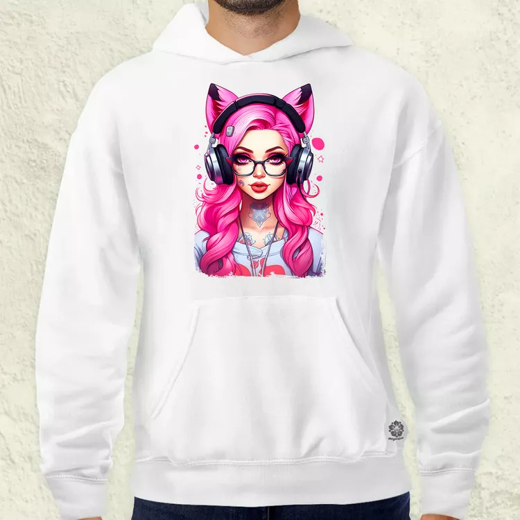 Pink gamer macskalány v4 férfi pulóver