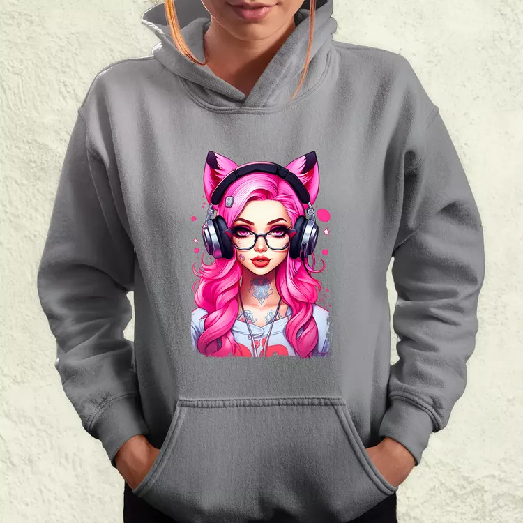 Pink gamer macskalány v4 női pulóver