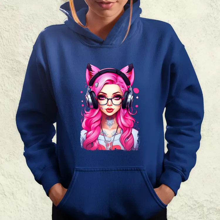 Pink gamer macskalány v4 női pulóver