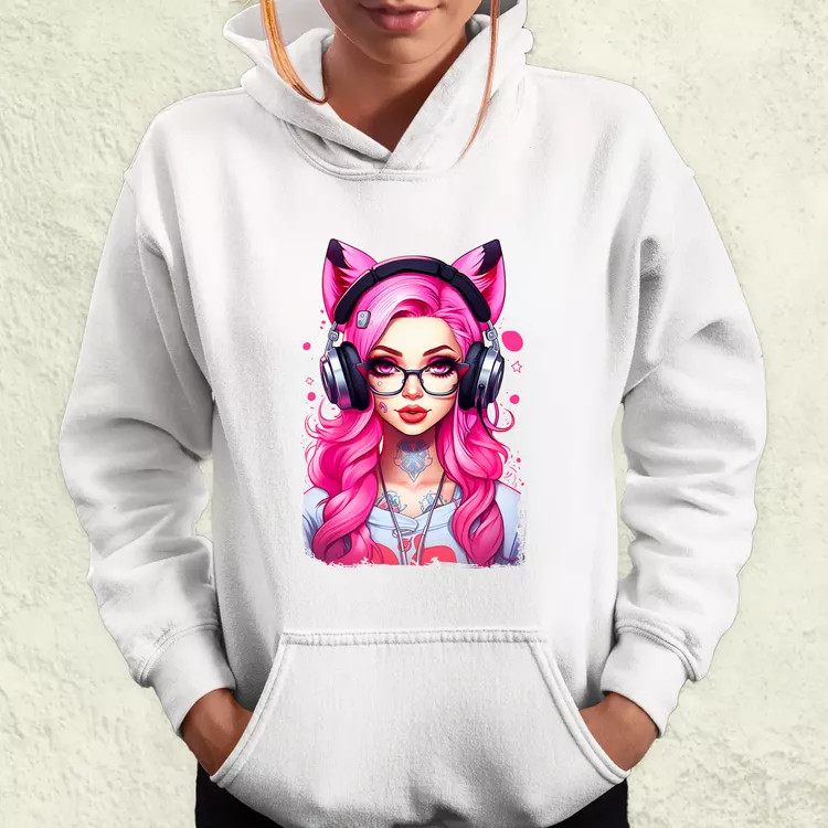 Pink gamer macskalány v4 női pulóver