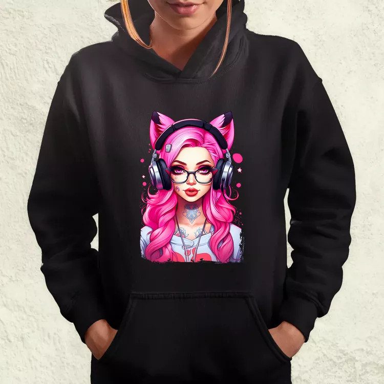 Pink gamer macskalány v4 női pulóver