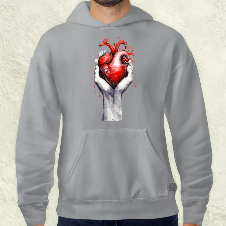 Kézben tartott szív v1 férfi pulóver