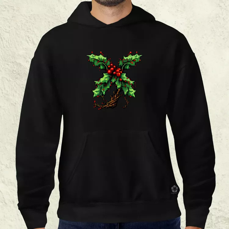 Pixelart fagyöngy piros férfi pulóver
