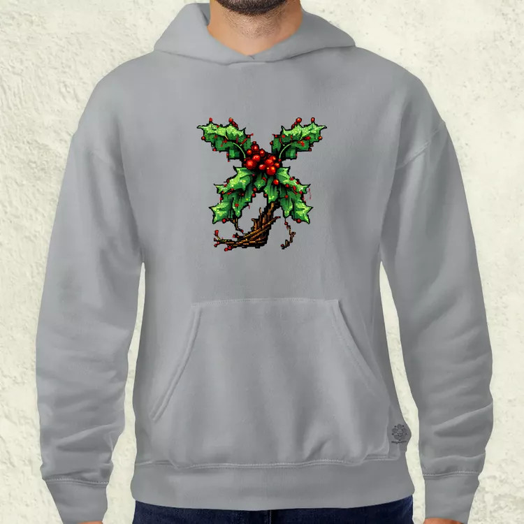 Pixelart fagyöngy piros férfi pulóver