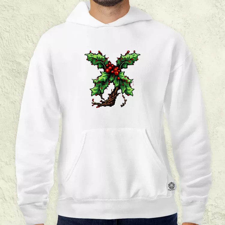 Pixelart fagyöngy piros férfi pulóver
