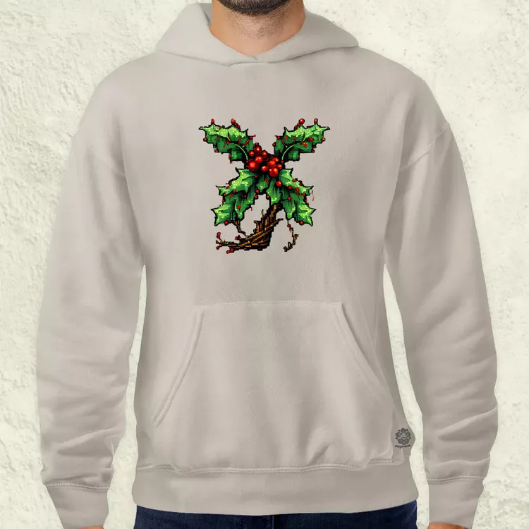 Pixelart fagyöngy piros férfi pulóver