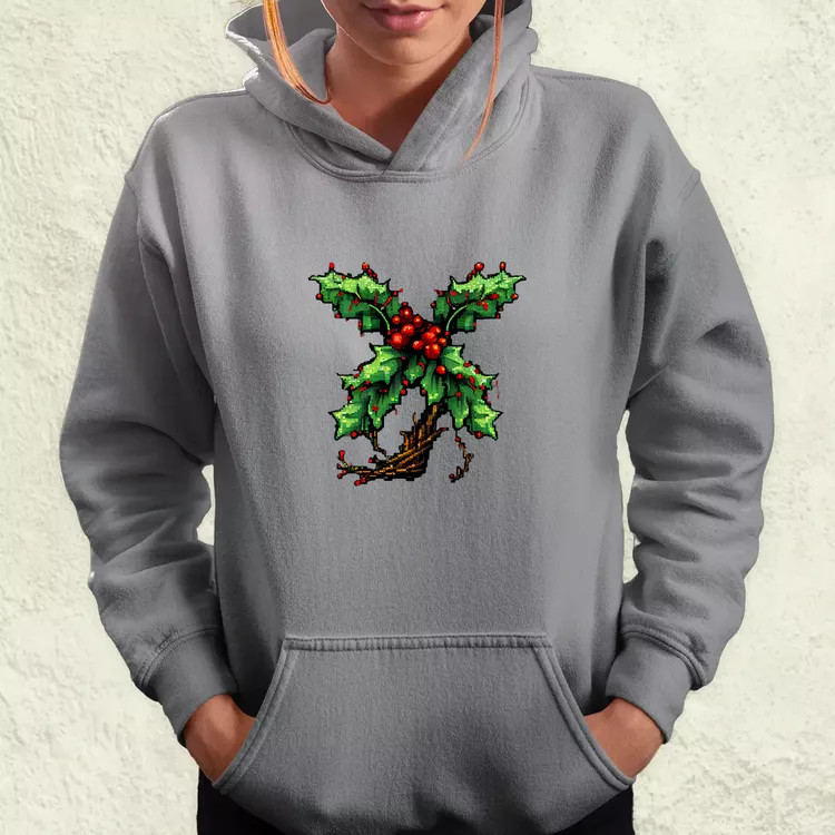Pixelart fagyöngy piros női pulóver