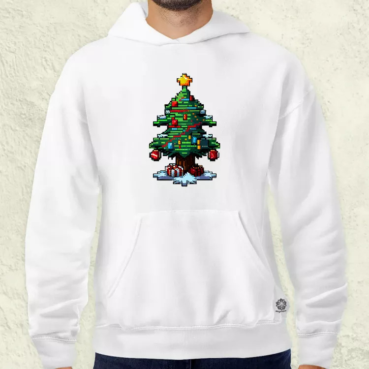 Pixelart karácsonyfa férfi pulóver