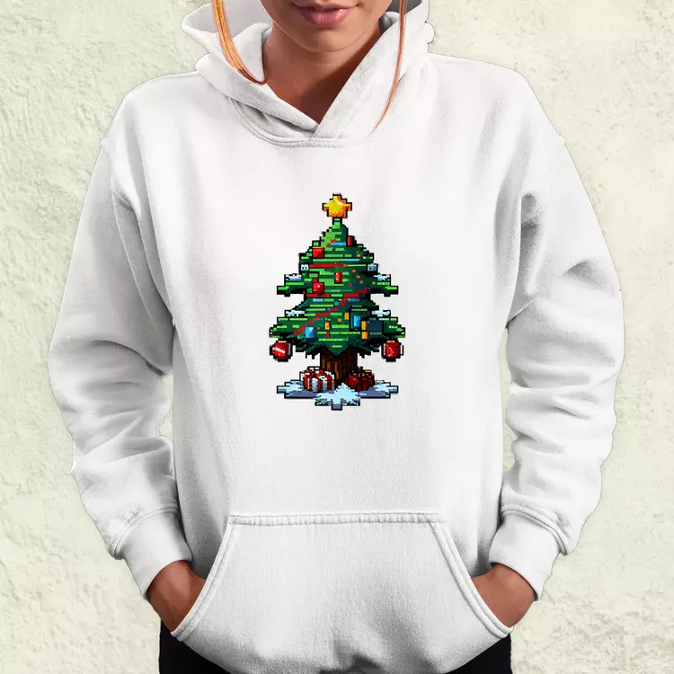 Pixelart karácsonyfa női pulóver