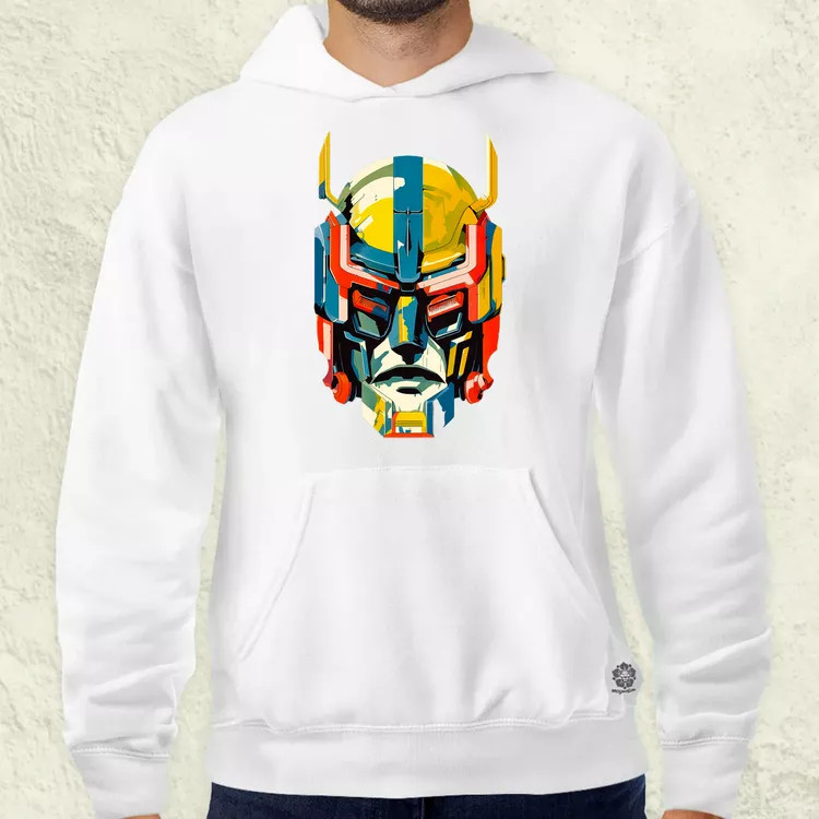 Szimetrikus mecha fej v1 férfi pulóver
