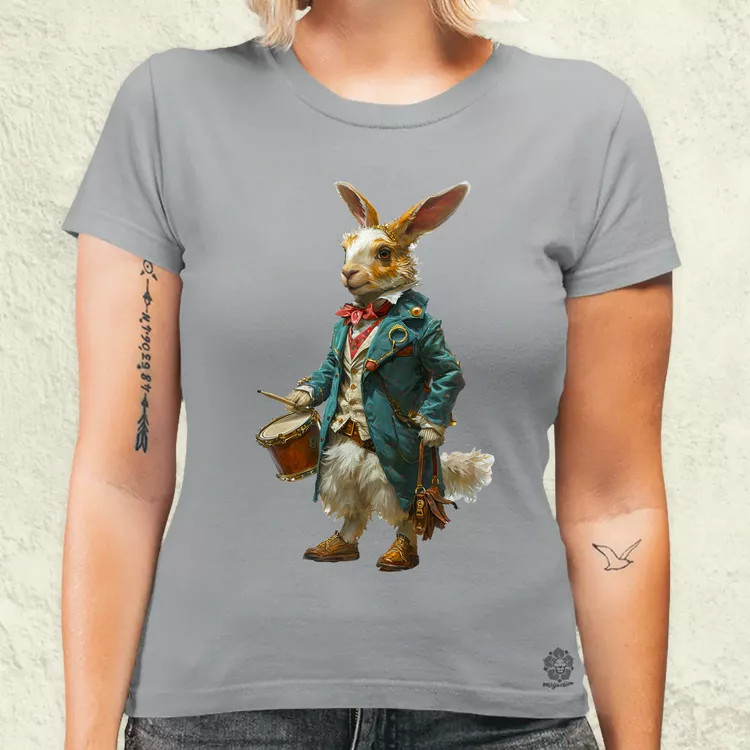 Antropromorf zenész nyúl v1 női póló