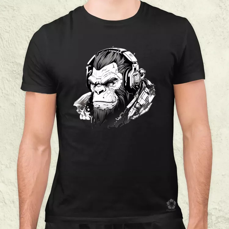Cyberpunk gorilla v1 férfi póló