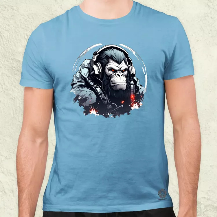 Cyberpunk gorilla v2 férfi póló
