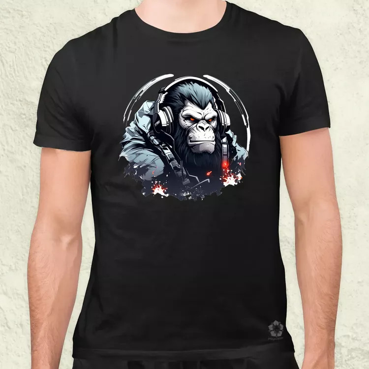 Cyberpunk gorilla v2 férfi póló