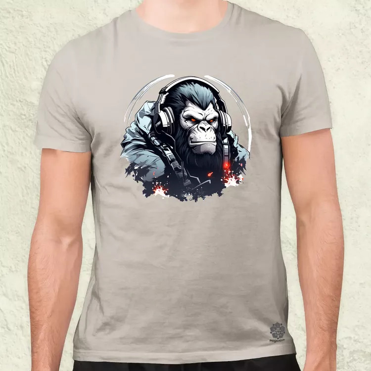 Cyberpunk gorilla v2 férfi póló
