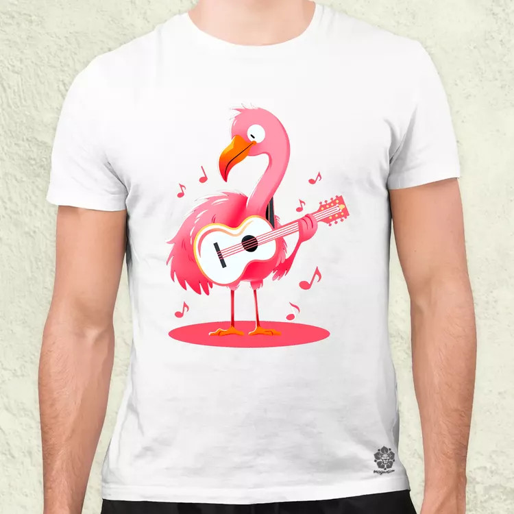 Flamingó gitározik v1 férfi póló