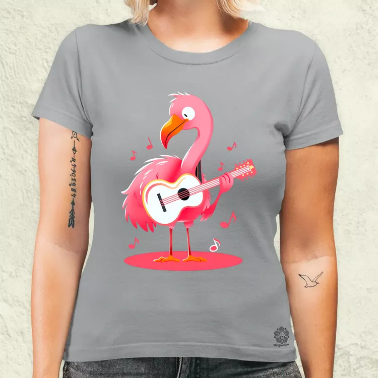 Flamingó gitározik v1 női póló
