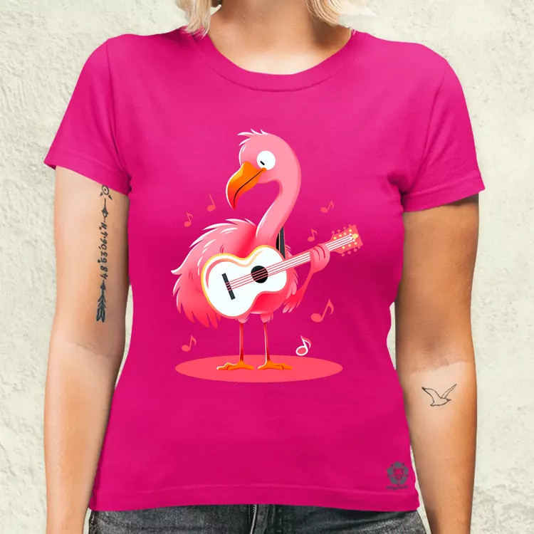 Flamingó gitározik v1 női póló
