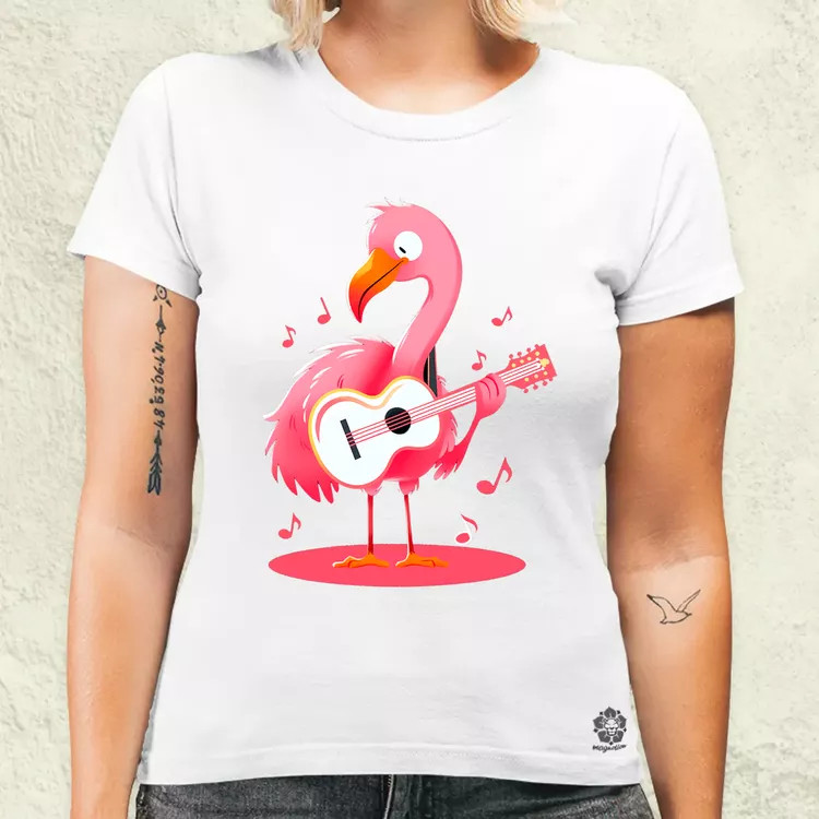 Flamingó gitározik v1 női póló