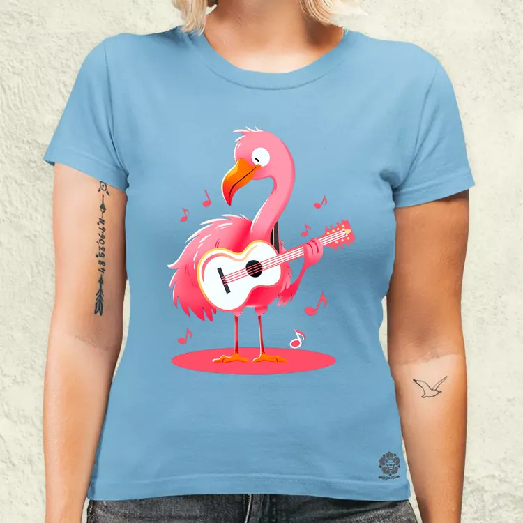 Flamingó gitározik v1 női póló