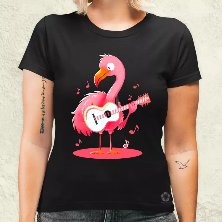Flamingó gitározik v1 női póló