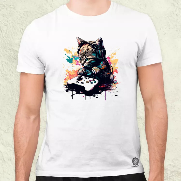 Gamer cica v1 férfi póló