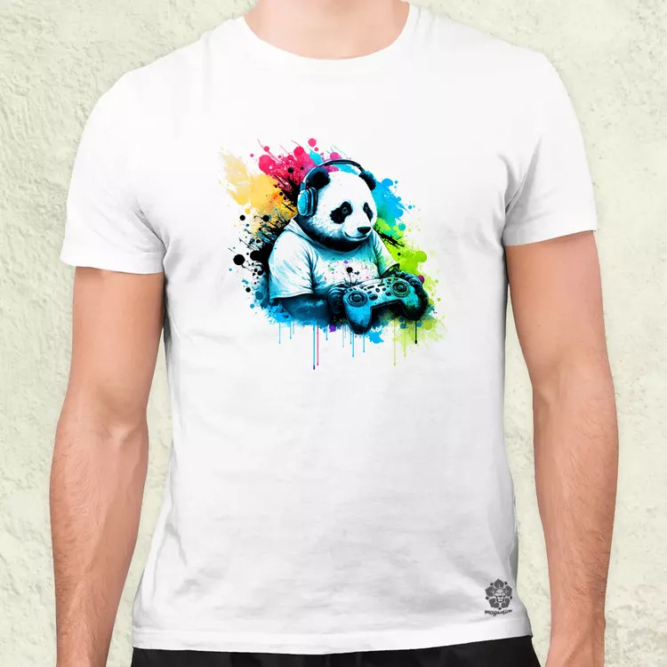 Gamer panda férfi póló
