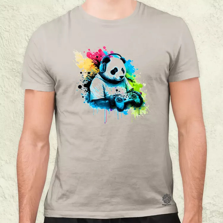 Gamer panda férfi póló