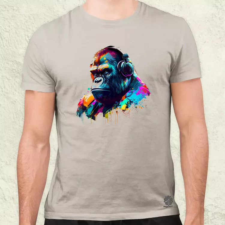 Gorilla zenét hallgat v2 férfi póló
