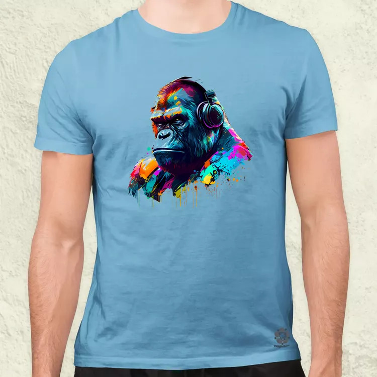 Gorilla zenét hallgat v2 férfi póló