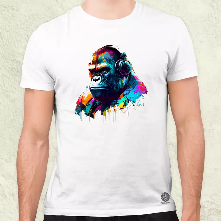 Gorilla zenét hallgat v2 férfi póló
