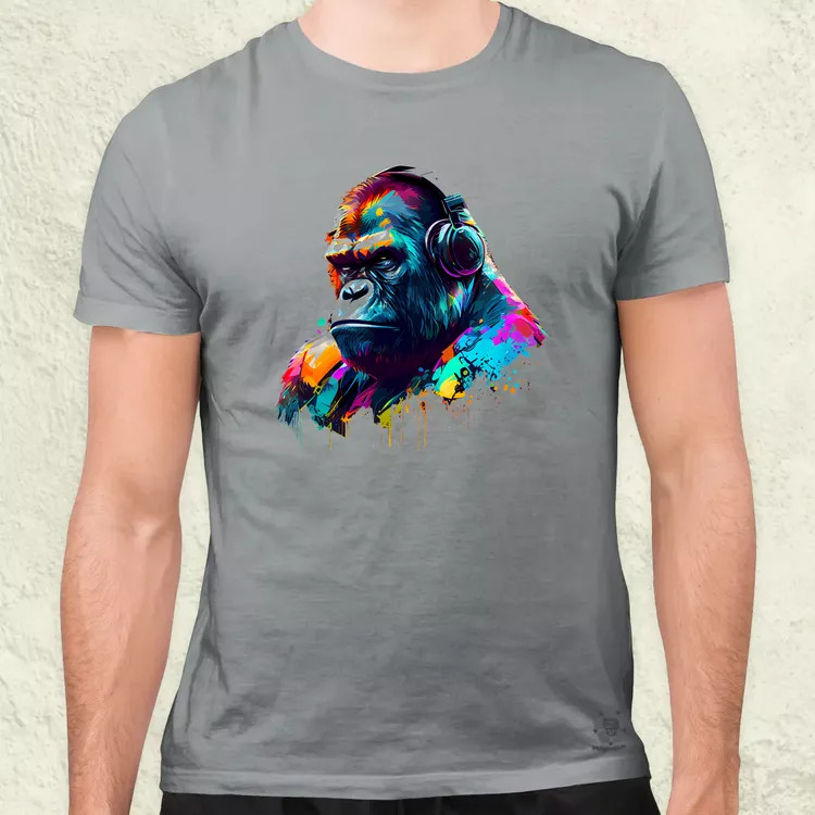 Gorilla zenét hallgat v2 férfi póló