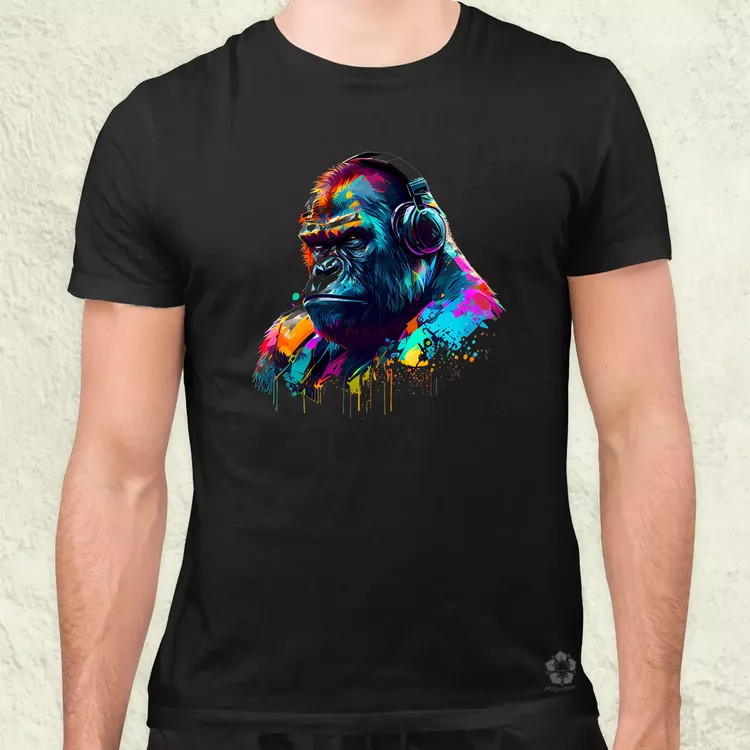 Gorilla zenét hallgat v2 férfi póló