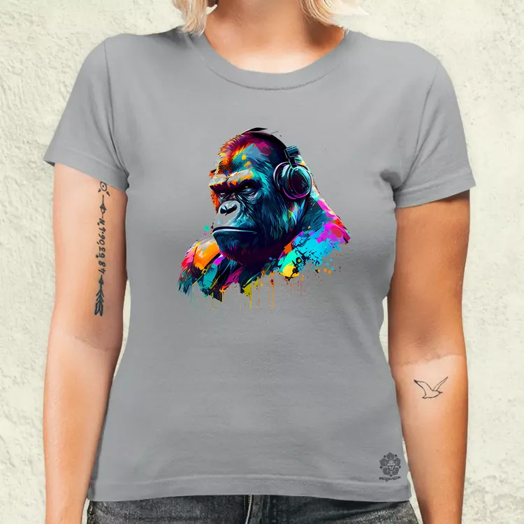 Gorilla zenét hallgat v2 női póló