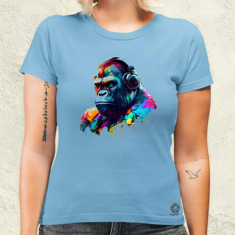 Gorilla zenét hallgat v2 női póló