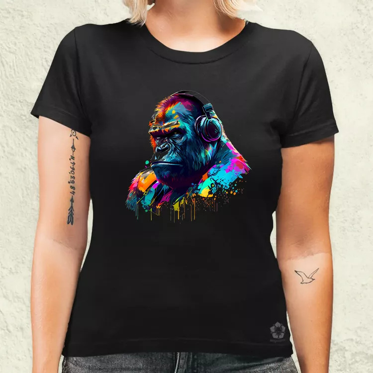 Gorilla zenét hallgat v2 női póló